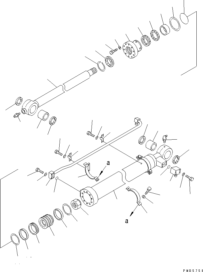 Komatsu parts book diagram for PC200EN-6K S/N K30001-UP: BUCKET CYLINDER(#K30001-K30351)