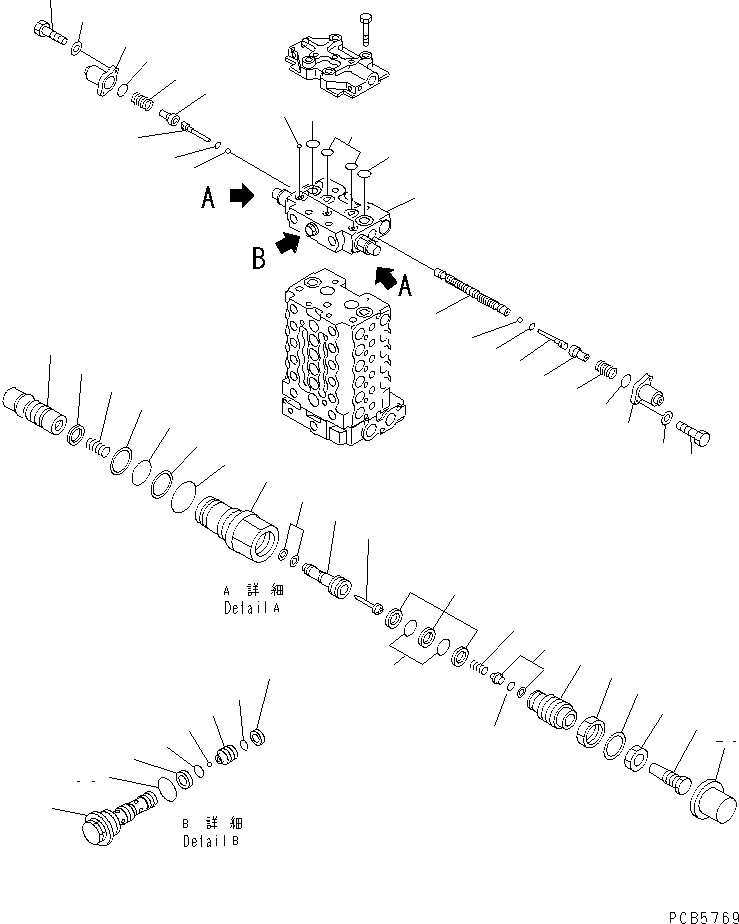 Komatsu parts book diagram for PC200EN-6K S/N K30001-UP: MAIN VALVE (9/10) (1-ACTUATOR)(#K30001-K31999)
