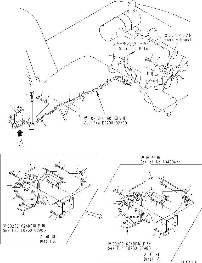 Excavators Komatsu / PC200LC-6 S/N 80001-UP (Overseas Version)(pc200l2c) / WIRING (STARTING HARNESS)(#96514-)(120100 : E0200-01A0C)