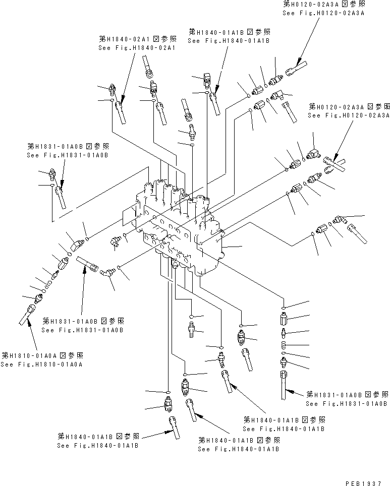 Excavators Komatsu / PC200LC-6 S/N 80001-UP (Overseas Version)(pc200l2c) / MAIN VALVE (CONNECTING PARTS)(#86930-87999)(150150 : H0120-01A1B)
