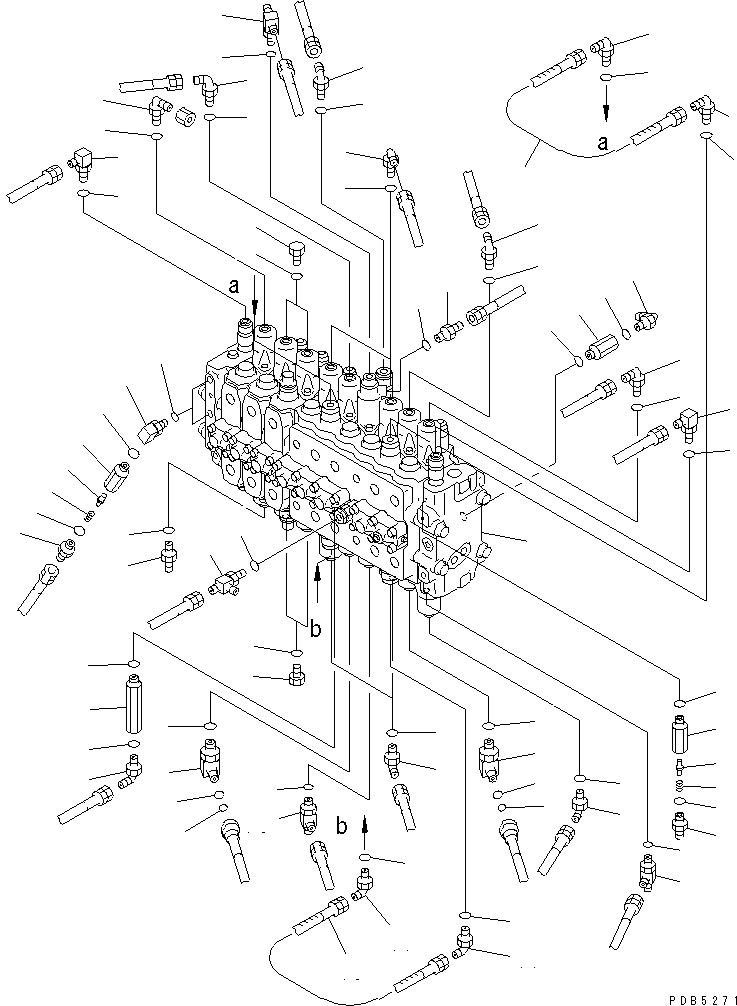 Excavators Komatsu / PC200LC-6 S/N 80001-UP (Overseas Version)(pc200l2c) / MAIN VALVE (CONNECTING PARTS) (3 ACTUATOR) (ROTATION ARM)(#96514-99471)(150520 : H0120-01B3E)