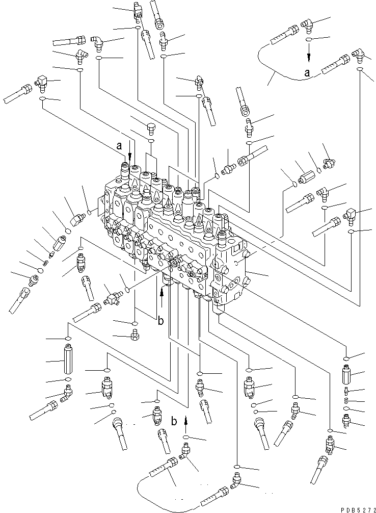 Excavators Komatsu / PC200LC-6 S/N 80001-UP (Overseas Version)(pc200l2c) / MAIN VALVE (CONNECTING PARTS) (2 PIECE BOOM)(#96514-99471)(150550 : H0120-01B5D)