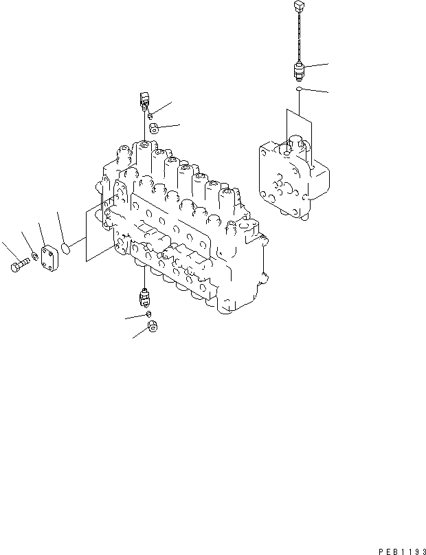 Excavators Komatsu / PC200LC-6 S/N 80001-UP (Overseas Version)(pc200l2c) / MAIN VALVE (SENSOR AND BLIND PARTS) (1 ACTUATOR) (SAFETY VALVE LESS)(150670 : H0120-03B2)
