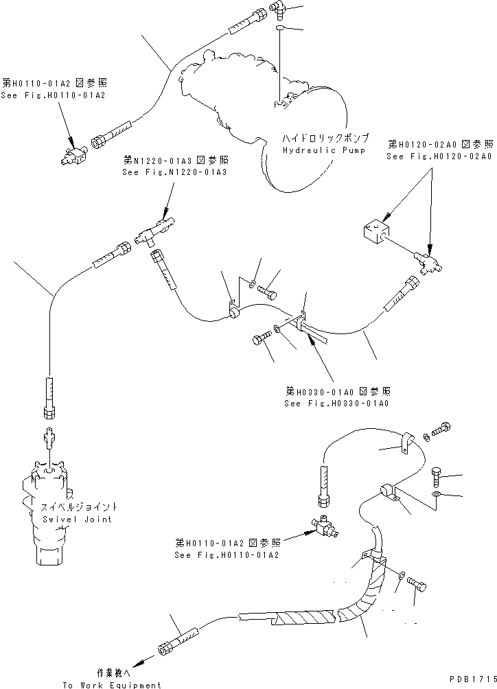 Excavators Komatsu / PC200LC-6 S/N 80001-UP (Overseas Version)(pc200l2c) / DRAIN LINE (ROTATION ARM)(#80001-94998)(151220 : H0340-01A1)