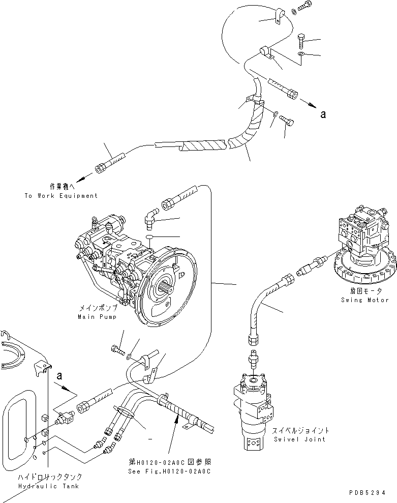 Excavators Komatsu / PC200LC-6 S/N 80001-UP (Overseas Version)(pc200l2c) / DRAIN LINE (ROTATION ARM)(#96514-)(151240 : H0340-01A1C)