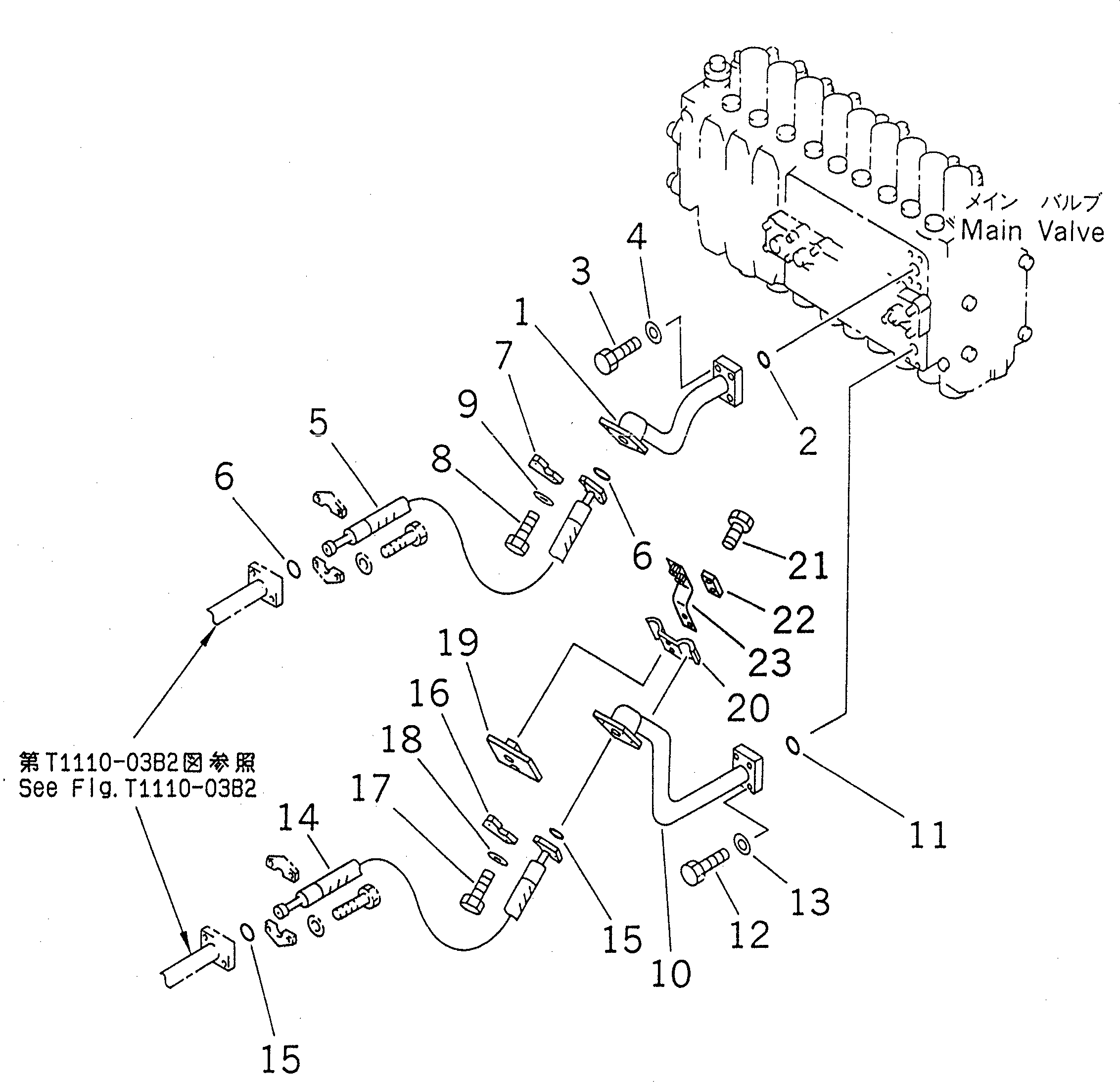 Excavators Komatsu / PC200LC-6 S/N 80001-UP (Overseas Version)(pc200l2c) / ARM AND BUCKET LINE (VALVE ARM LINE) (ROTATION ARM)(151360 : H1220-01A7)
