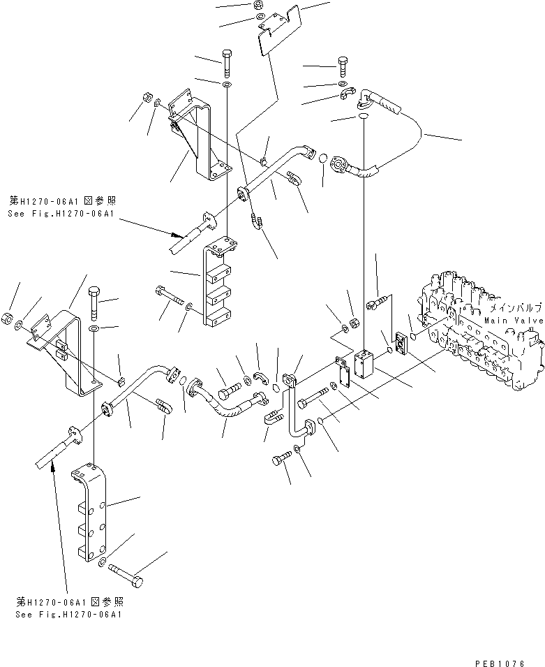 Excavators Komatsu / PC200LC-6 S/N 80001-UP (Overseas Version)(pc200l2c) / ATTACHMENT LINE (1 ACTUATOR) (SIMPLE) (2 PICE BOOM) (1/2)(#80001-94998)(151490 : H1270-01A6)