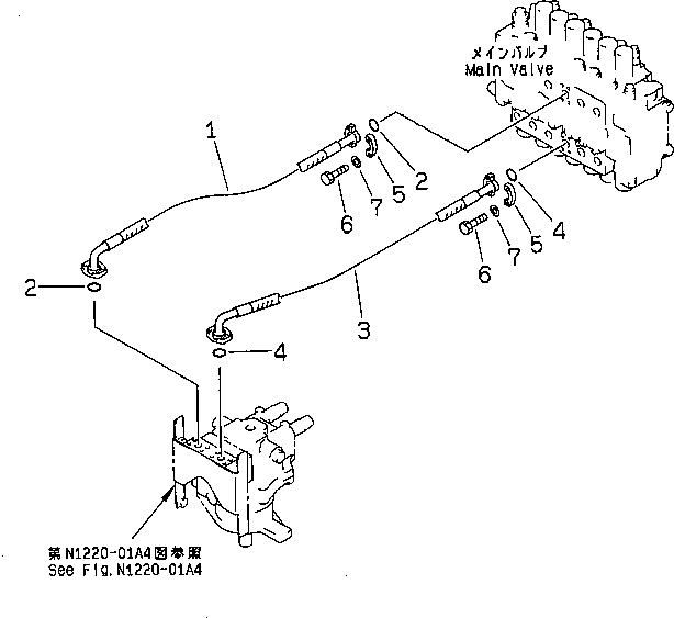 Excavators Komatsu / PC200LC-6 S/N 80001-UP (Overseas Version)(pc200l2c) / SWING LINES (WITH SWING BACK PREVENTION VALVE)(#80001-108652)(152040 : H1340-01A2)
