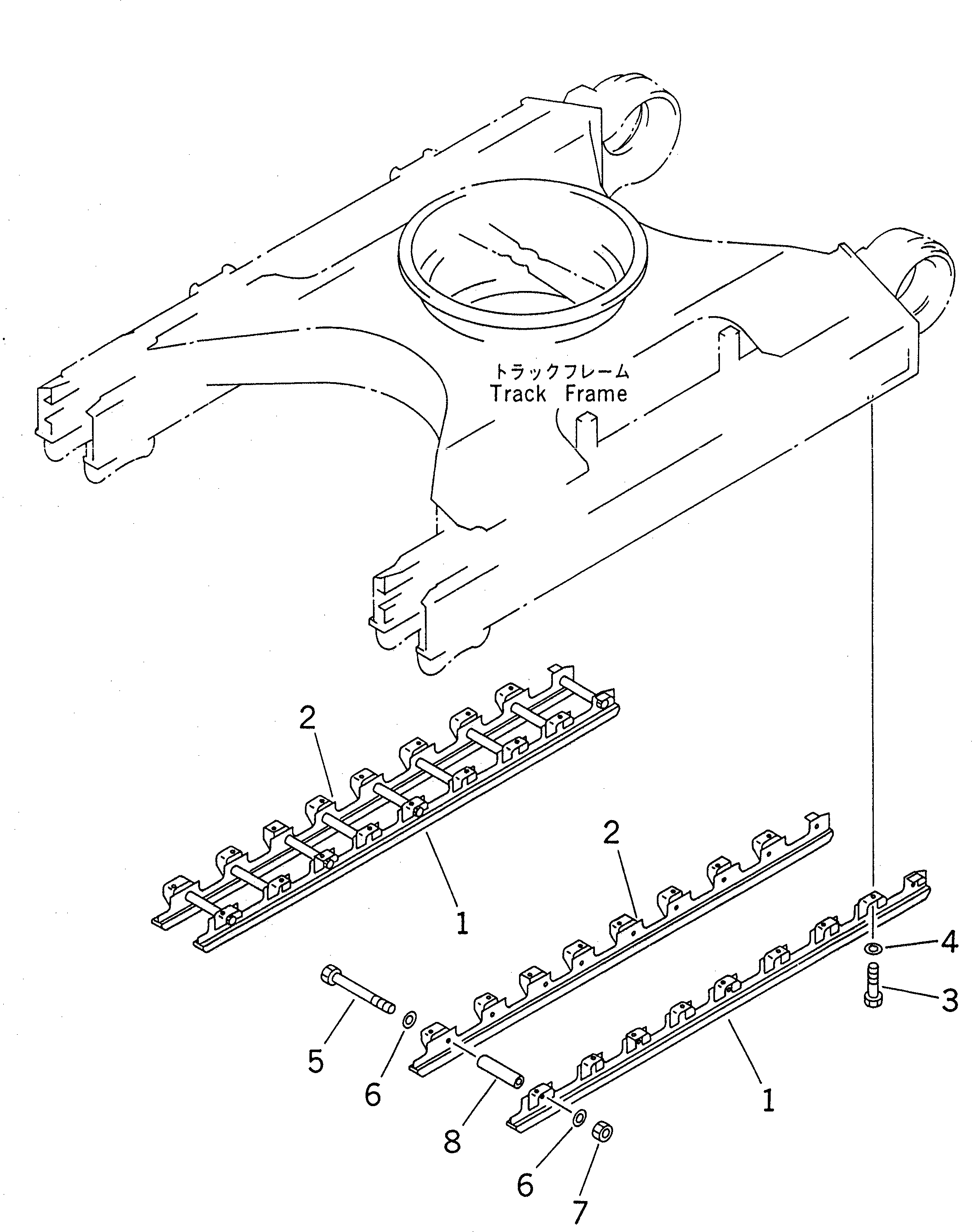 Excavators Komatsu / PC200LC-6 S/N 80001-UP (Overseas Version)(pc200l2c) / TRACK FULL ROLLER GUARD(#84980-)(330210 : R1200-01A2)
