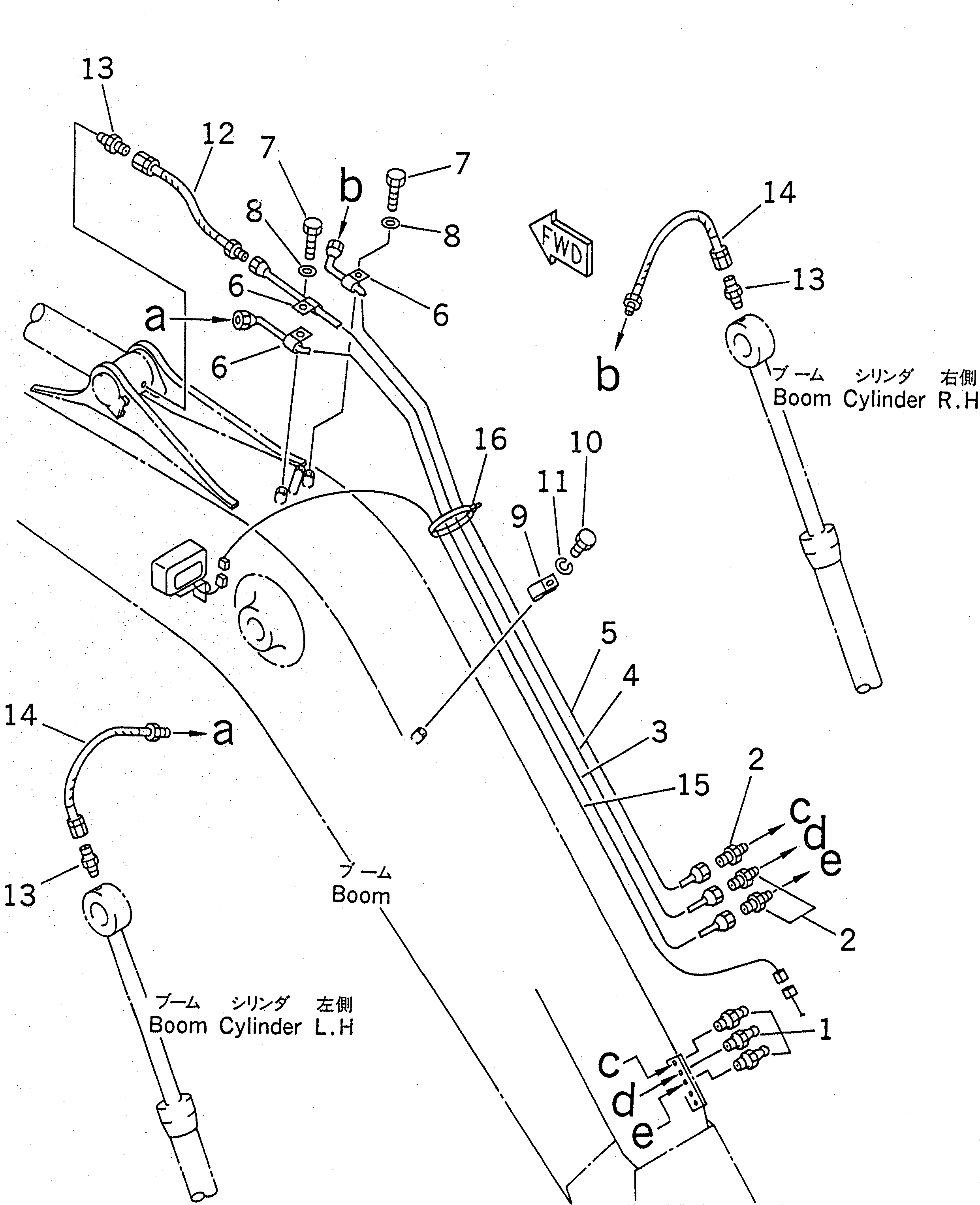 Excavators Komatsu / PC200LC-6 S/N 80001-UP (Overseas Version)(pc200l2c) / BOOM (LUBRICATING LINE AND WORKING LAMP HARNESS)(#80001-99111)(360230 : T1110-04A0)