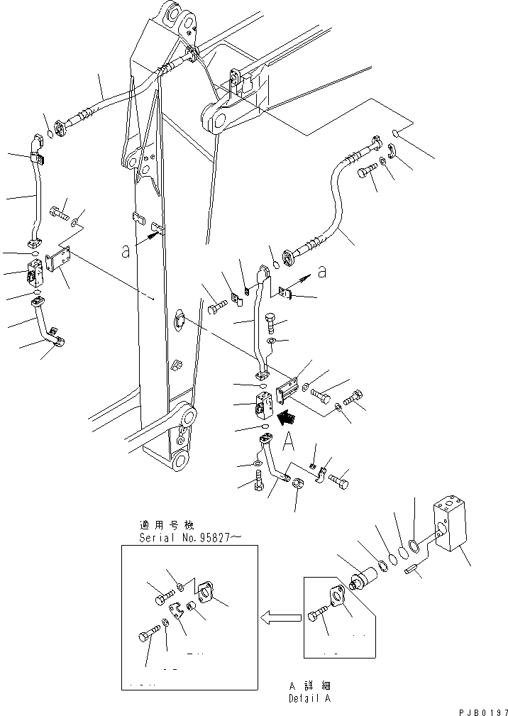 Excavators Komatsu / PC200LC-6 S/N 80001-UP (Overseas Version)(pc200l2c) / ARM (2.9M) (FOR ADDITIONAL PIPING) (KIT) (ARM LINES)(361000 : T1210-02A7)