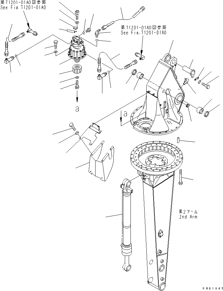 Excavators Komatsu / PC200LC-6 S/N 80001-UP (Overseas Version)(pc200l2c) / ROTATION ARM (2.9M) (FIRST ARM)(#80001-94100)(360860 : T1201-05A0)