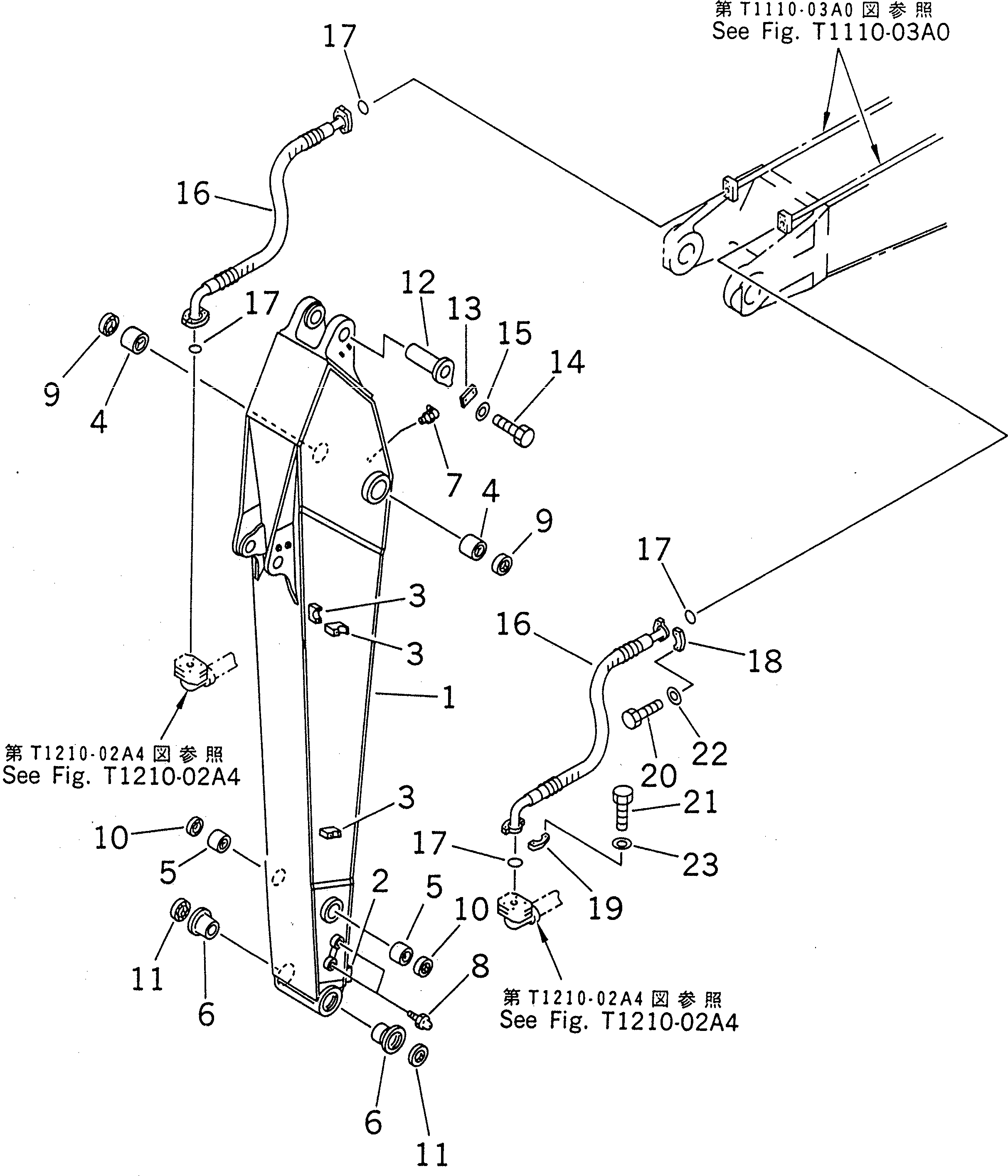 Excavators Komatsu / PC200LC-6 S/N 80001-UP (Overseas Version)(pc200l2c) / ARM (2.9M) (FOR CLAMSHELL BUCKET)(360950 : T1210-01A4)