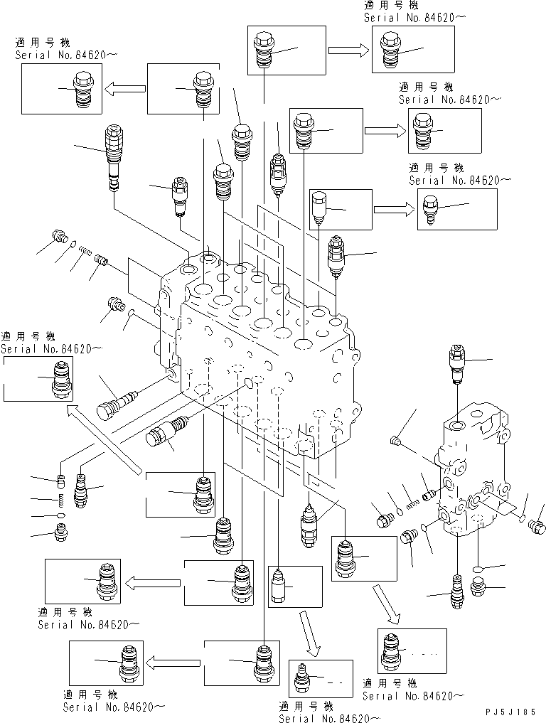 Excavators Komatsu / PC200LC-6 S/N 80001-UP (Overseas Version)(pc200l2c) / MAIN VALVE (5/11)(#80001-86929)(481580 : Y1660-05A0)
