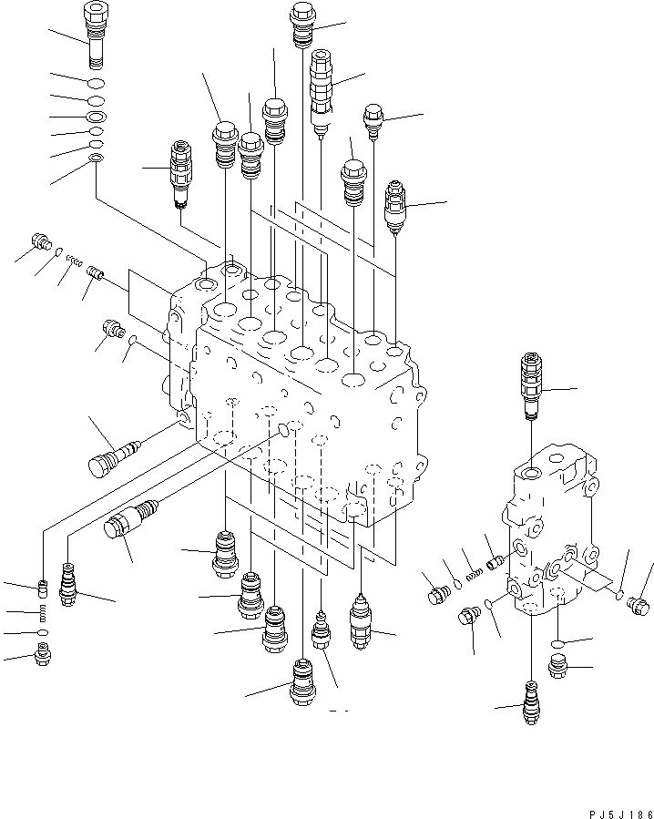 Excavators Komatsu / PC200LC-6 S/N 80001-UP (Overseas Version)(pc200l2c) / MAIN VALVE (5/11)(#88000-89798)(481600 : Y1660-05A0B)