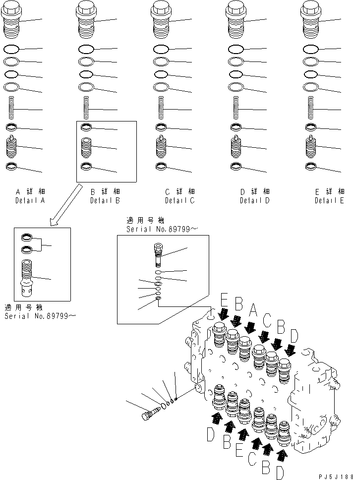 Excavators Komatsu / PC200LC-6 S/N 80001-UP (Overseas Version)(pc200l2c) / MAIN VALVE (6/11)(#86930-94998)(481650 : Y1660-06A0A)