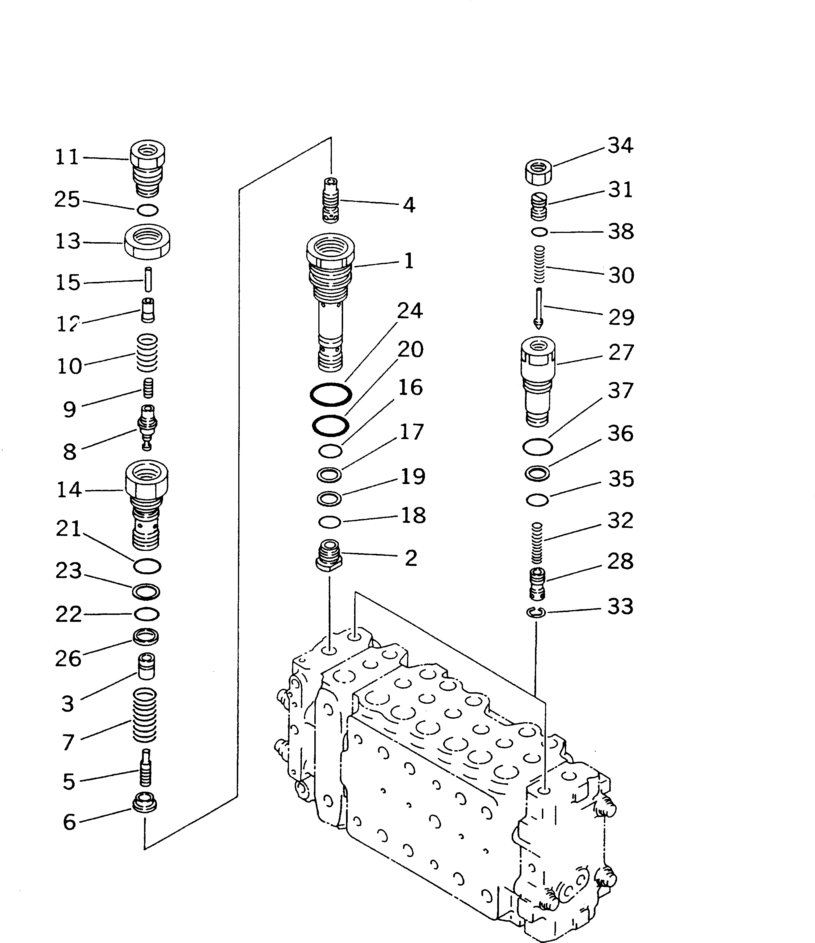 Excavators Komatsu / PC200LC-6 S/N 80001-UP (Overseas Version)(pc200l2c) / MAIN VALVE (1-ACTUATOR) (7/11) (WITHOUT SAFETY VALVE)(#80001-86929)(483020 : Y1662-47A0)