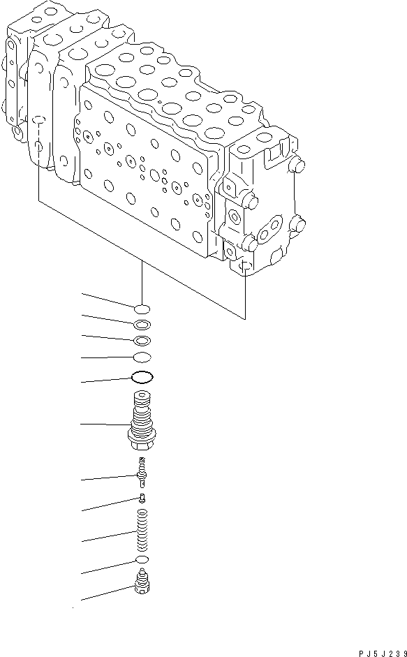 Excavators Komatsu / PC200LC-6 S/N 80001-UP (Overseas Version)(pc200l2c) / MAIN VALVE (2-ACTUATOR) (5/16)(#96514-99471)(483830 : Y1664-05A0F)