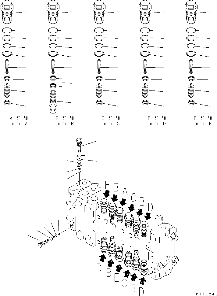 Excavators Komatsu / PC200LC-6 S/N 80001-UP (Overseas Version)(pc200l2c) / MAIN VALVE (2-ACTUATOR) (6/11)(#89799-96513)(483890 : Y1664-06A0D)