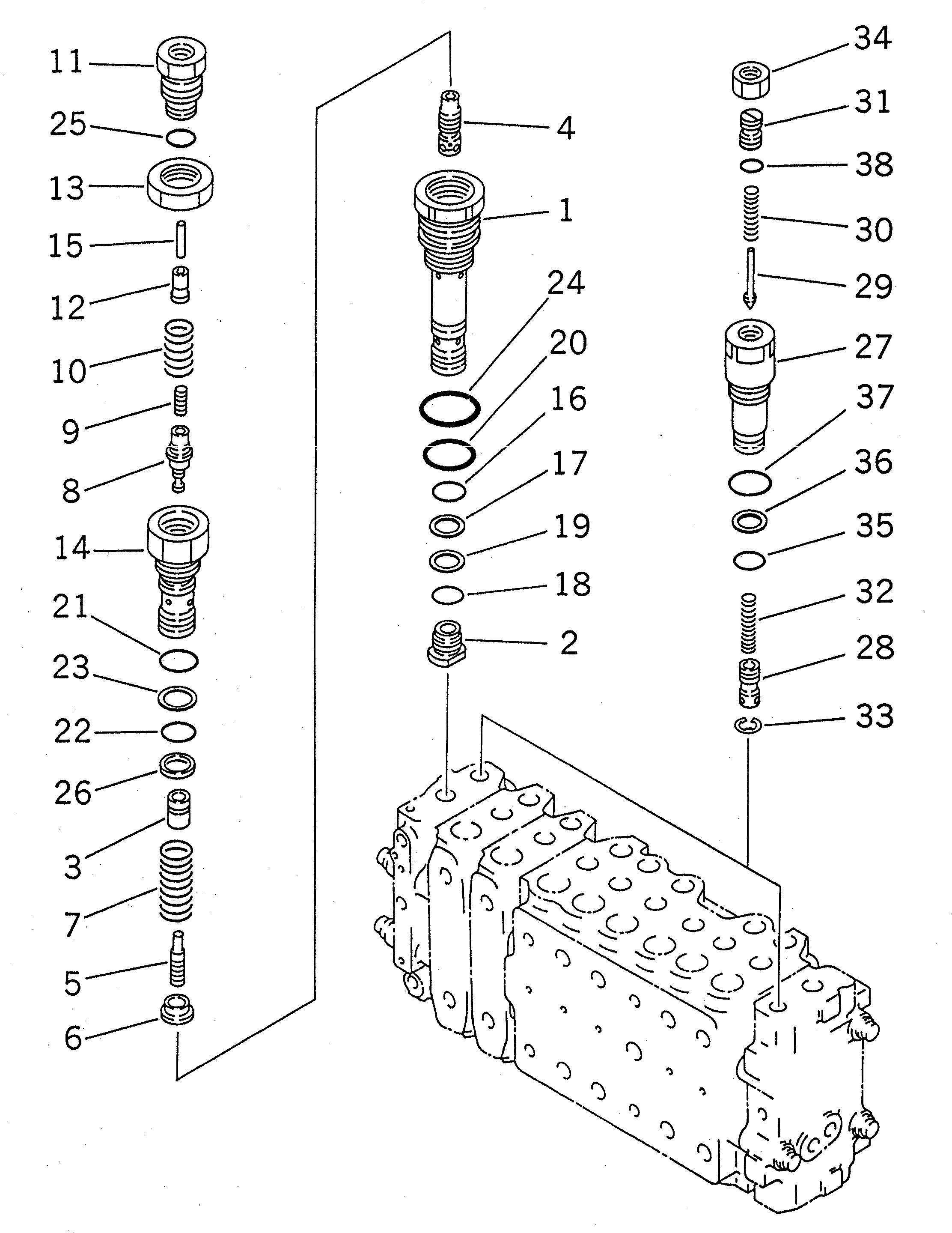 Excavators Komatsu / PC200LC-6 S/N 80001-UP (Overseas Version)(pc200l2c) / MAIN VALVE (2-ACTUATOR) (7/11)(#80001-86929)(483920 : Y1664-07A0)