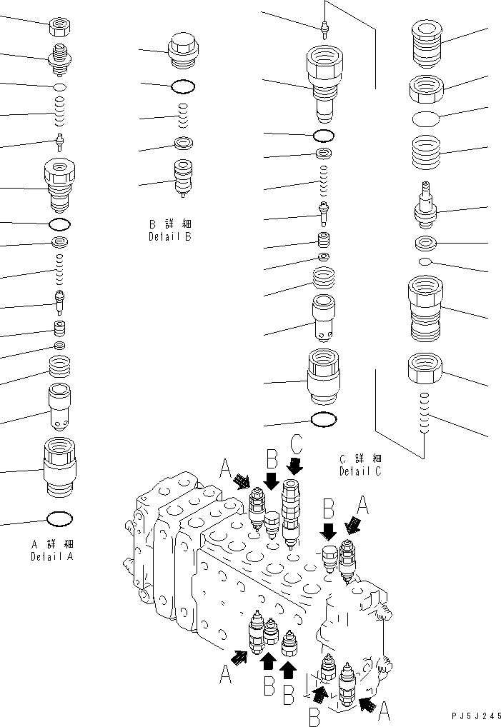 Excavators Komatsu / PC200LC-6 S/N 80001-UP (Overseas Version)(pc200l2c) / MAIN VALVE (2-ACTUATOR) (9/11)(#89799-96513)(484100 : Y1664-09A0D)