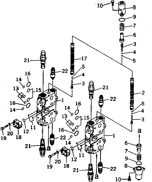 Excavators Komatsu / PC200LC-6 S/N 80001-UP (Overseas Version)(pc200l2c) / MAIN VALVE (2-ACTUATOR) (10/11)(#89799-94998)(484160 : Y1664-10A0C)