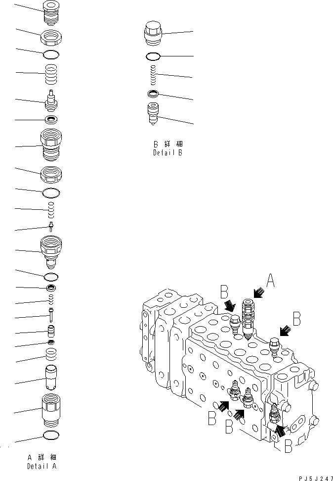 Excavators Komatsu / PC200LC-6 S/N 80001-UP (Overseas Version)(pc200l2c) / MAIN VALVE (2-ACTUATOR) (10/16)(#96514-99471)(484180 : Y1664-10A0F)