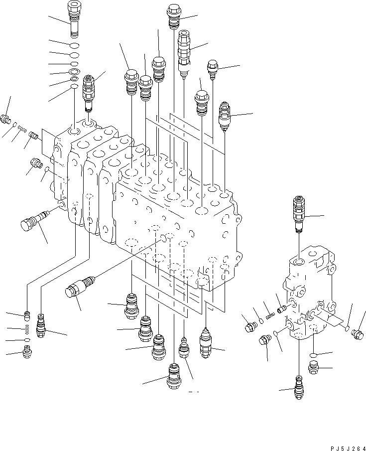 Excavators Komatsu / PC200LC-6 S/N 80001-UP (Overseas Version)(pc200l2c) / MAIN VALVE (3-ACTUATOR) (5/11)(#88000-89798)(484670 : Y1666-05A0B)