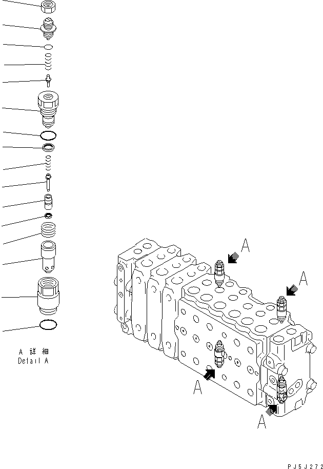 Excavators Komatsu / PC200LC-6 S/N 80001-UP (Overseas Version)(pc200l2c) / MAIN VALVE (3-ACTUATOR) (9/16)(#99472-)(484990 : Y1666-09A0G)