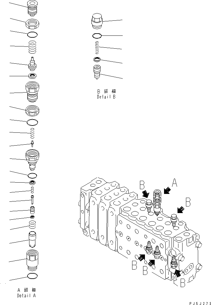 Excavators Komatsu / PC200LC-6 S/N 80001-UP (Overseas Version)(pc200l2c) / MAIN VALVE (3-ACTUATOR) (10/17) (FOR ARM REVOLUTION)(#94999-)(485530 : Y1666-30A0C)