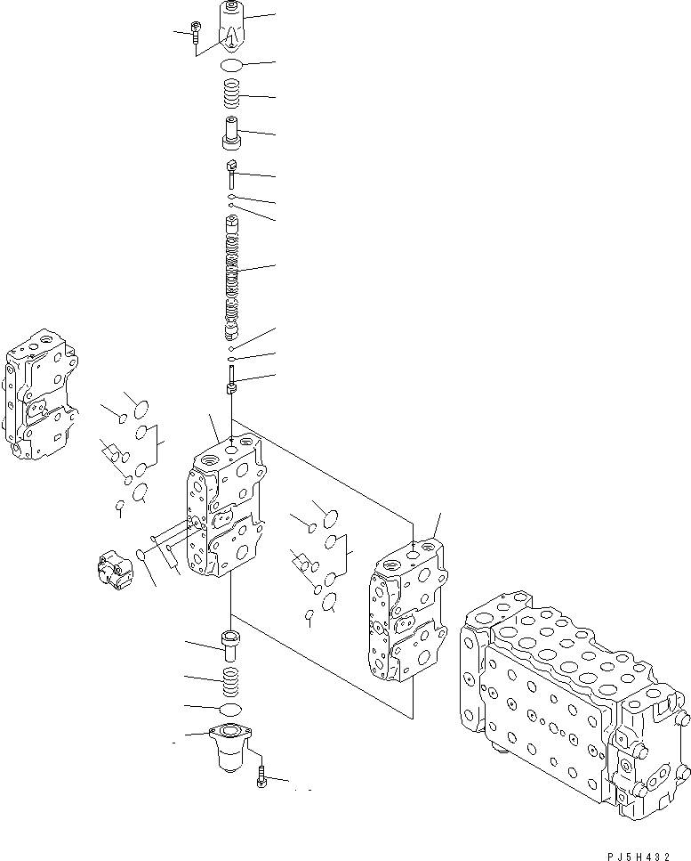 Excavators Komatsu / PC200LC-6 S/N 80001-UP (Overseas Version)(pc200l2c) / MAIN VALVE (3-ACTUATOR) (14/16)(#96514-99471)(485180 : Y1666-14A0F)
