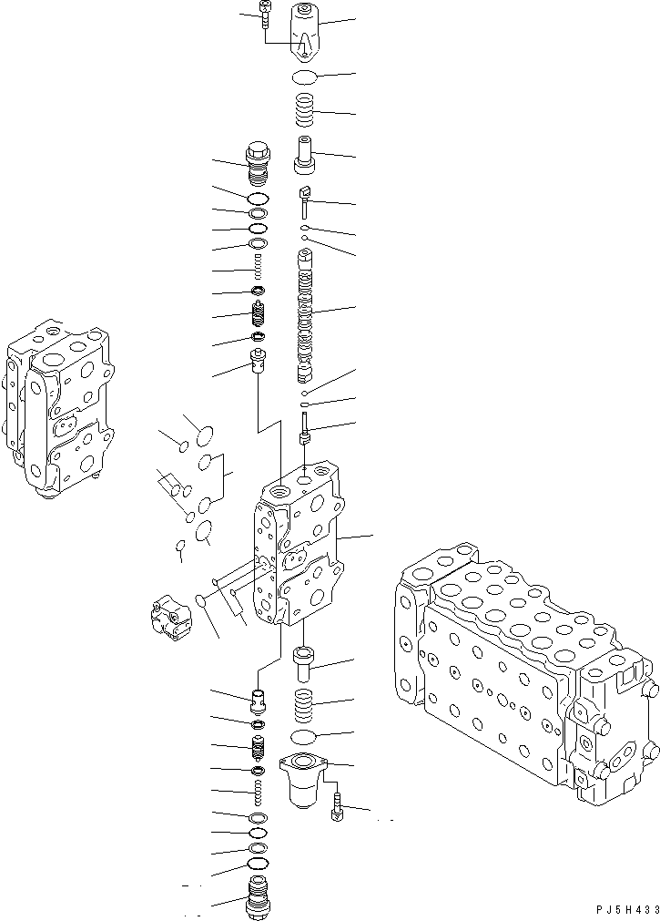 Excavators Komatsu / PC200LC-6 S/N 80001-UP (Overseas Version)(pc200l2c) / MAIN VALVE (3-ACTUATOR) (14/17) (FOR ARM REVOLUTION)(#94999-)(485590 : Y1666-34A0C)