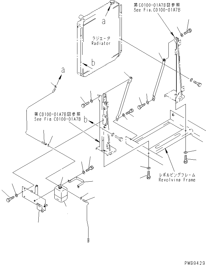 Excavators Komatsu / PC200LC-6 S/N 80001-UP(pc200l2r) / COOLING (SUB TANK AND RADIATOR MOUNT) (WITH AIR CONDITIONER)(#102229-)(060100 : C0100-03A7)