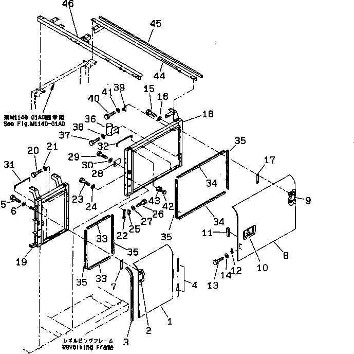 Excavators Komatsu / PC200LC-6 S/N 80001-UP(pc200l2r) / LEFT SIDE DOOR (DOOR) (MACHINE CAB) (FOR CERAMIC MUFFLER)(#80001-86929)(240140 : M1130-01A4)