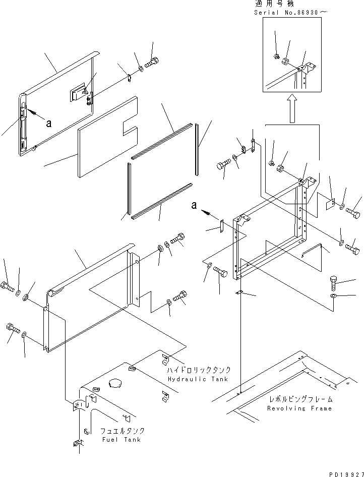Excavators Komatsu / PC200LC-6 S/N 80001-UP(pc200l2r) / RIGHT SIDE DOOR (MACHINE CAB)(#80001-94998)(240220 : M1140-01A0)
