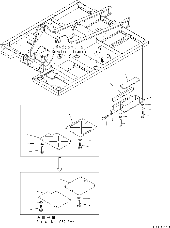Excavators Komatsu / PC200LC-6 S/N 80001-UP(pc200l2r) / UNDER COVER (REVOLVING FRAME) (LEFT SIDE COVER AND TOOL BOX)(#103945-)(240630 : M1810-01A0F)