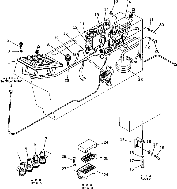Excavators Komatsu / PC200LC-3 S/N 20001-UP(pc200l5c) / INSTRUMENT PANEL (1/2) (FOR LONG LEVER CONTROL)(#20151-25923)(030190 : 1411A)