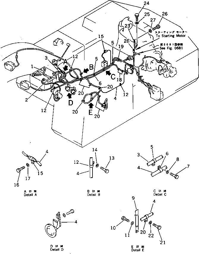 Excavators Komatsu / PC200LC-3 S/N 20001-UP(pc200l5c) / ELECTRICAL SYSTEM (WIRING) (1/2) (WITH AUTO DECELERATION ? SWING MECHANICAL BRAKE ? 3-STAGE)(#20001-25923)(030340 : 1433)