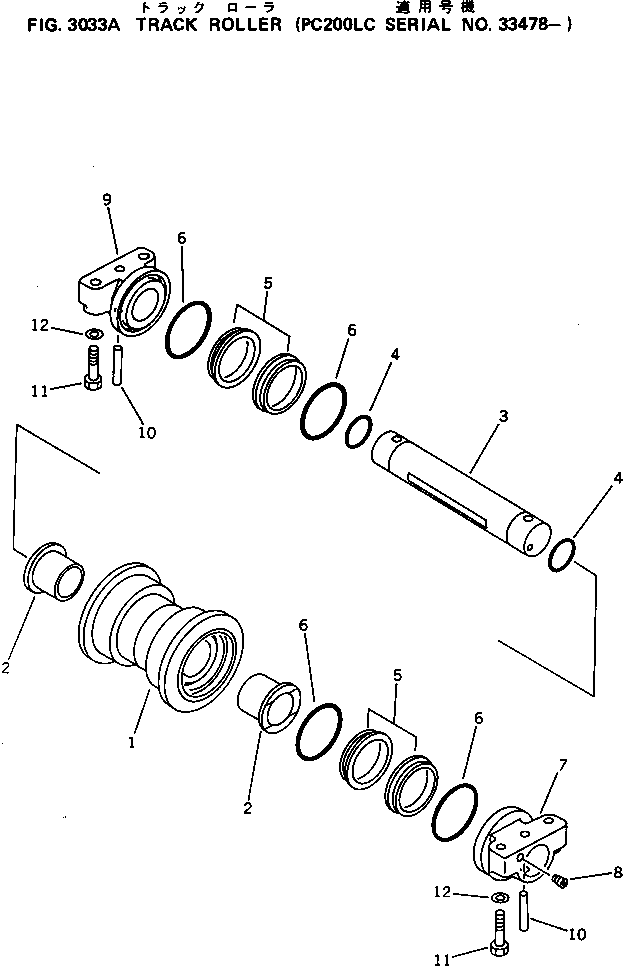 Excavators Komatsu / PC200LC-3 S/N 20001-UP(pc200l5c) / TRACK ROLLER(#33478-)(090070 : 3033A)