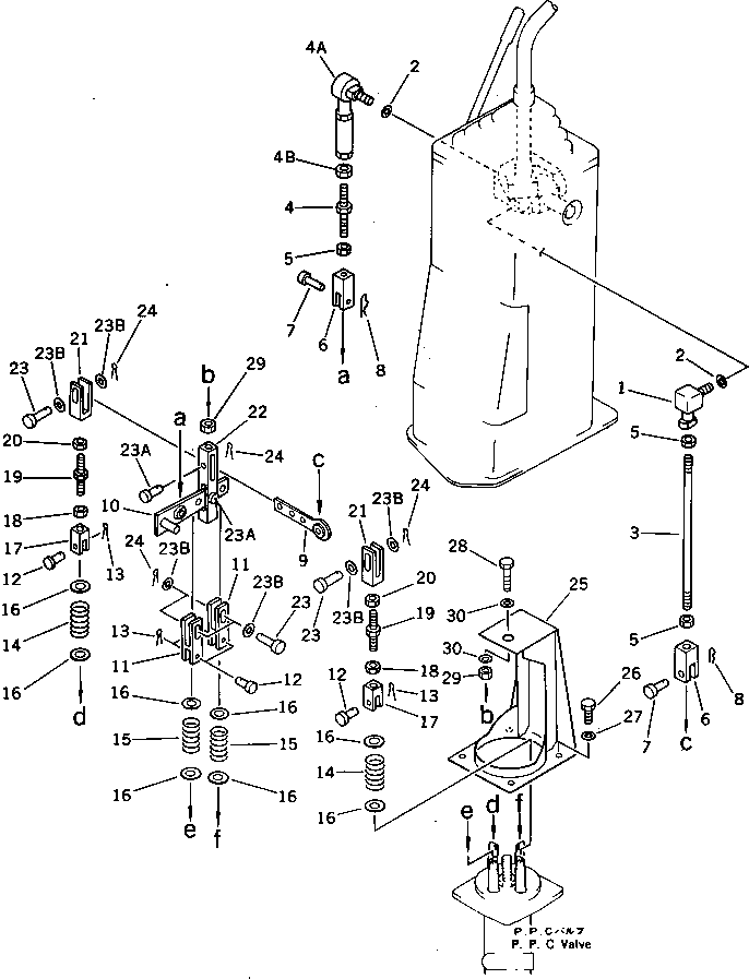Excavators Komatsu / PC200LC-3 S/N 20001-UP(pc200l5c) / LONG LEVER CONTROL AND STAND ? R.H. (2/2)(#20001-20860)(120140 : 4413)