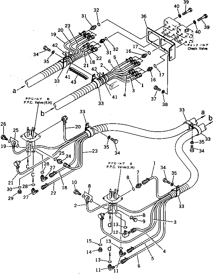 Excavators Komatsu / PC200LC-3 S/N 20001-UP(pc200l5c) / P.P.C. VALVE PIPING (1/3) (FOR LONG LEVER CONTROL)(#20001-24683)(120280 : 4501)