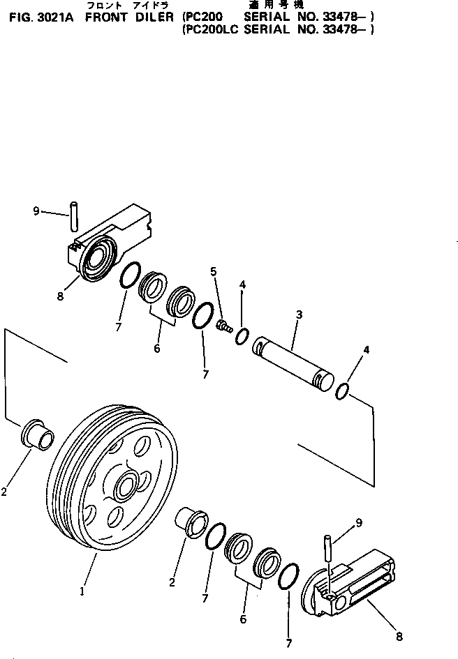 Excavators Komatsu / PC200LC-3 S/N 20001-UP(pc200l7r) / FRONT IDLER(#33478-)(090050 : 3021A)