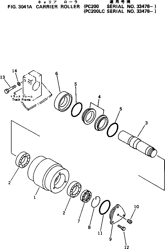 Excavators Komatsu / PC200LC-3 S/N 20001-UP(pc200l7r) / CARRIER ROLLER(#33478-)(090090 : 3041A)