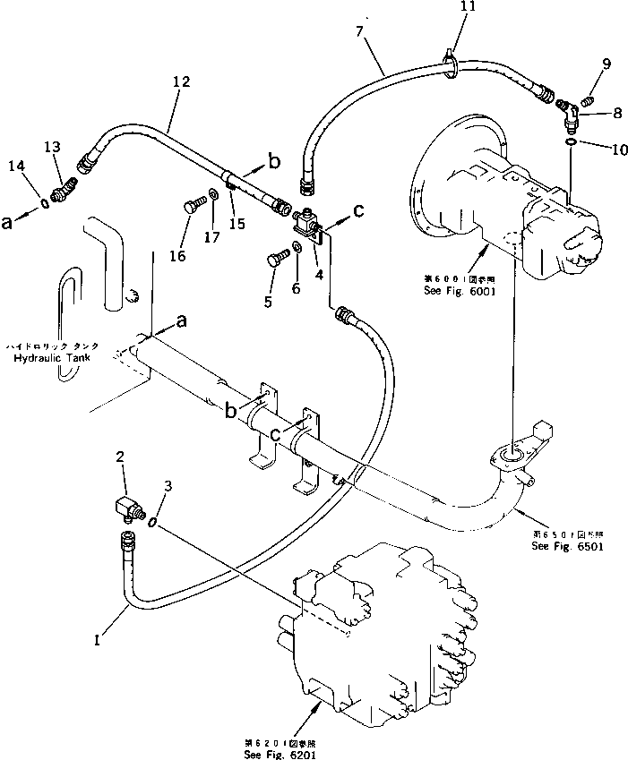 Excavators Komatsu / PC200LC-3 S/N 20001-UP(pc200l7r) / HYDRAULIC PIPING (DRAIN) (FOR LONG LEVER CONTROL)(#21119-21536)(180810 : 6527C)