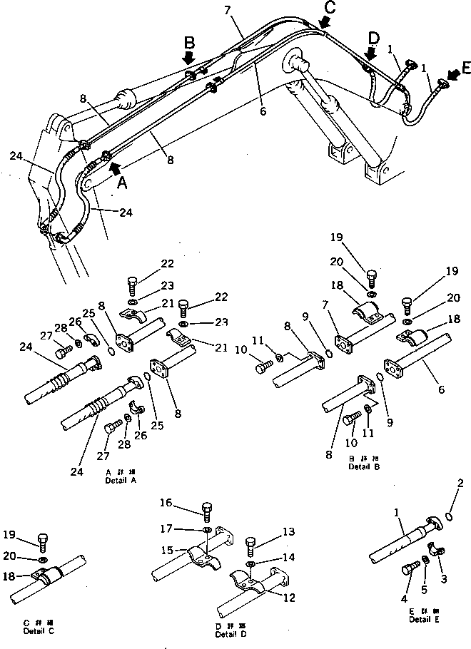 Excavators Komatsu / PC200LC-3 S/N 20001-UP(pc200l7r) / HYDRAULIC PIPING (BUCKET CYLINDER LINE)(180890 : 6533)