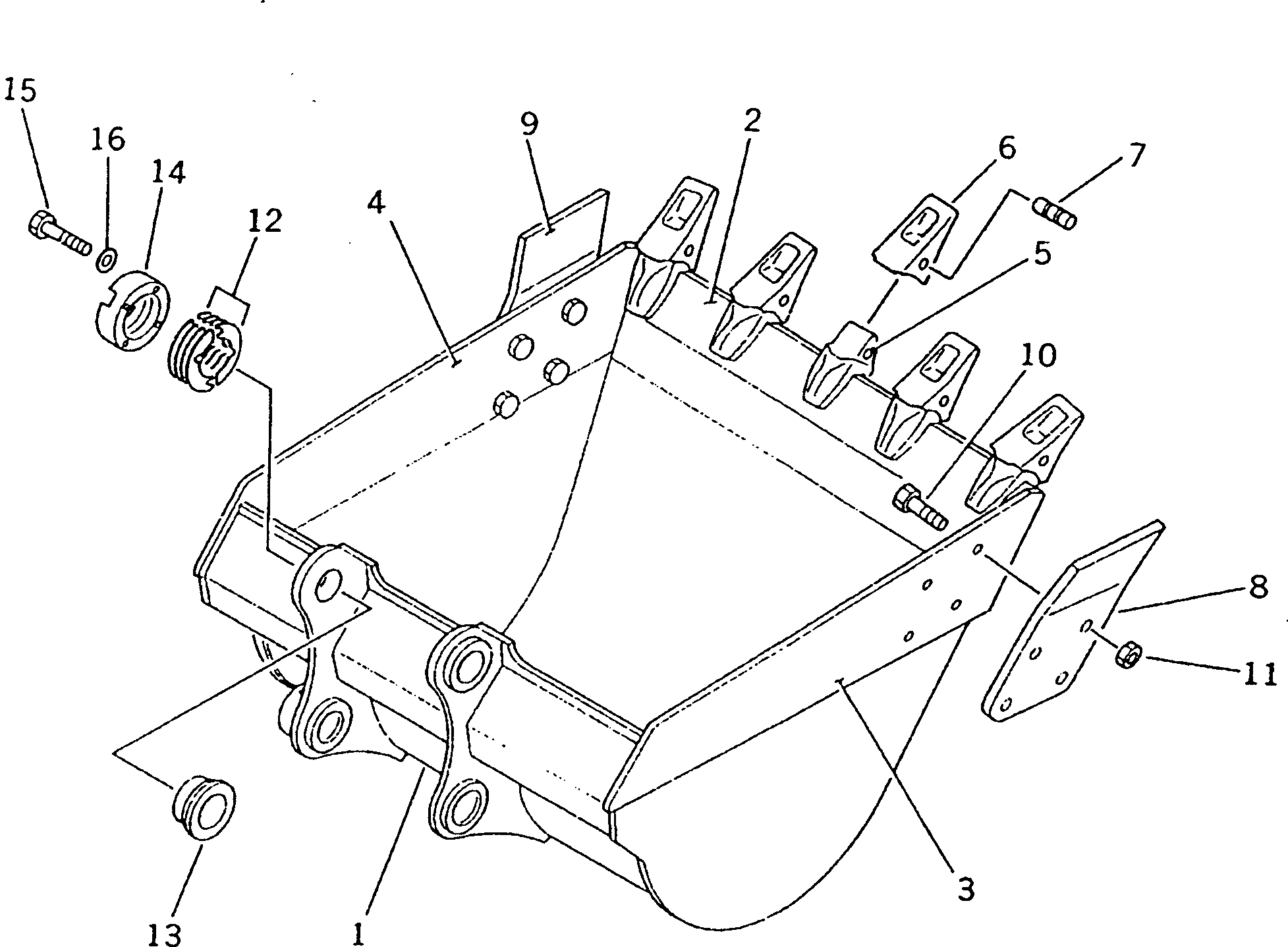 Excavators Komatsu / PC200LC-3 S/N 20001-UP(pc200l7r) / BUCKET ? 0.7M3 ? WIDTH 1045MM ? HORIZONTAL PIN TYPE(#20001-33130)(210070 : 7012)