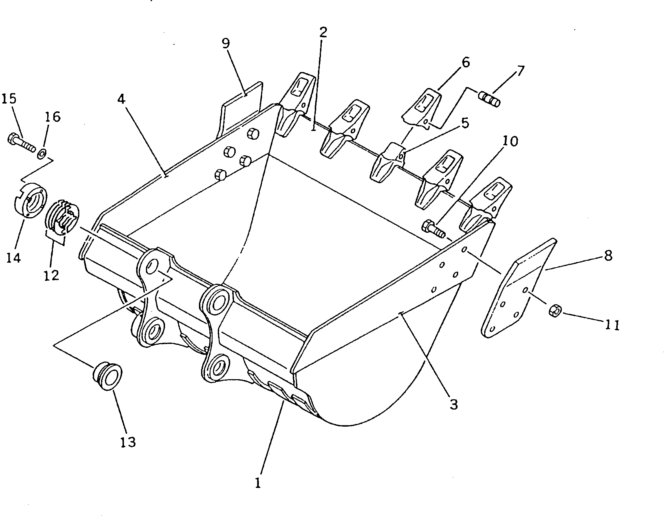 Excavators Komatsu / PC200LC-3 S/N 20001-UP(pc200l7r) / BUCKET ? 0.9M3 ? WIDTH 1330MM ? HORIZONTAL PIN TYPE(#20001-33130)(210170 : 7072)