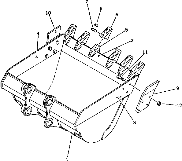 Excavators Komatsu / PC200LC-3 S/N 20001-UP(pc200l7r) / BUCKET ? 0.9M3 ? WIDTH 1330MM ? WITH SIDE CUTTER(#33131-)(210200 : 7075A)