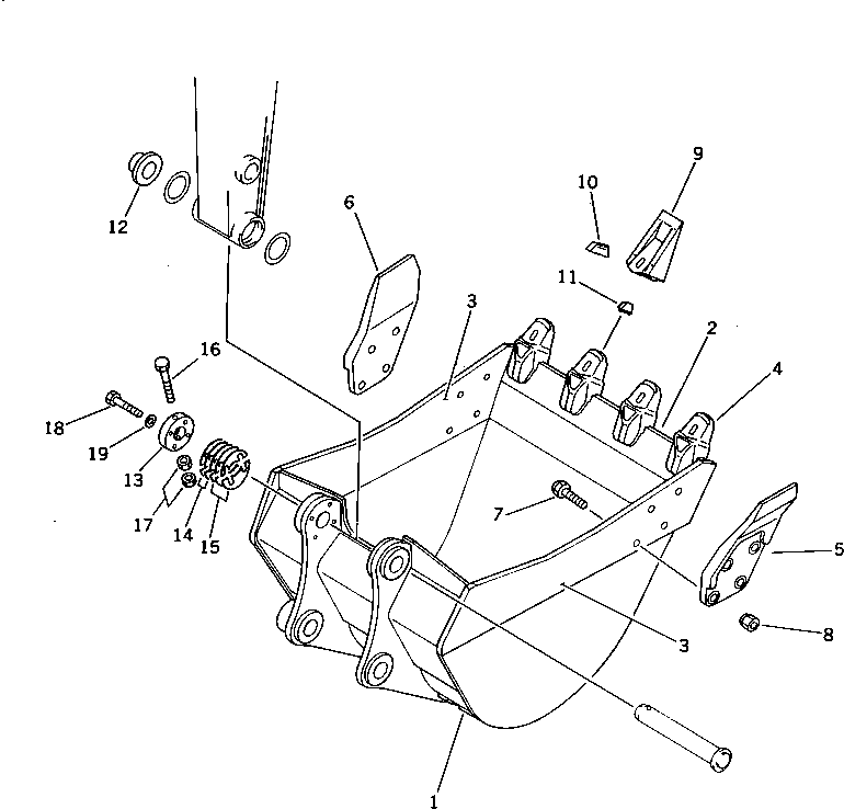 Excavators Komatsu / PC200LC-3 S/N 20001-UP(pc200l7r) / BUCKET ? 0.45M3 ? WIDTH 850MM (FOR 40FEET LONG FRONT)(#20001-26106)(210640 : 7621)