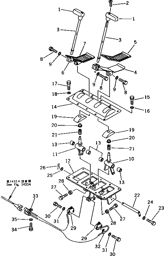 Excavators Komatsu / PC200LC-3 S/N 20001-UP(pc200l7r) / TRAVEL CONTROL LEVER AND LINKAGE (1/2) (WITH AUTO DECELERATION) (FOR MAGIC ARM)(211070 : 7751)